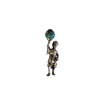 Sterling Asian Man Figural Brooch 