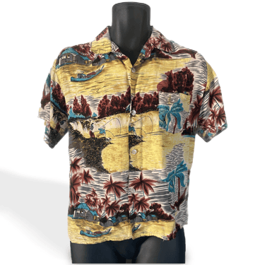 1950’s Men's Rayon Hawaiian Shirt Size M/L
