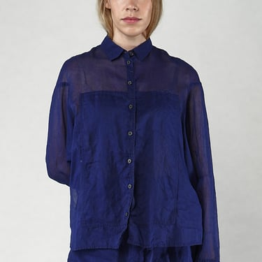 Oversized Drop Shoulder Semi-Sheer Blouse