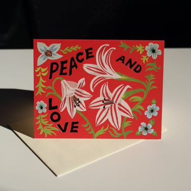 Red Cap Cards Peace & Love Greeting Card