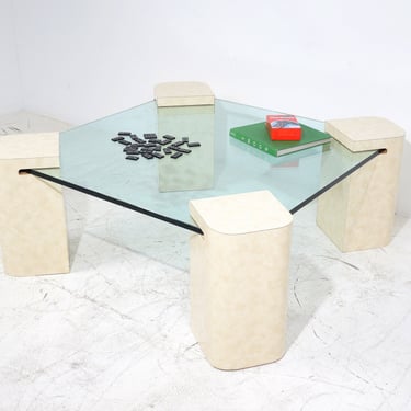 Postmodern Glass & Laminate Coffee Table 