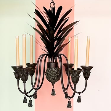 Tole Pineapple and Tassel Chandelier