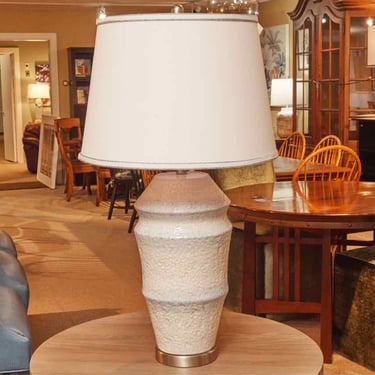 Bexium Blue Ceramic Table Lamp with Blue-Trimmed White Shade