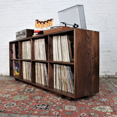 Solid walnut 80" record vinyl case bookcase 