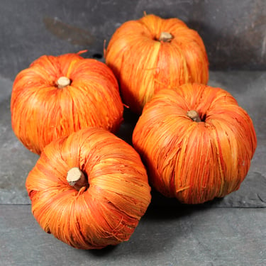 Vintage Autumn Pumpkins | Fall Decoration | Halloween Decor | Vintage Thanksgiving | Orange Rafia Pumpkins 