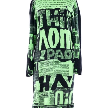 Leonard Paris Green Graphic Knit Sweater Dress