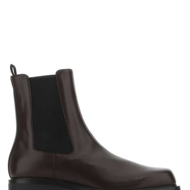 Prada Men Aubergine Leather Ankle Boots