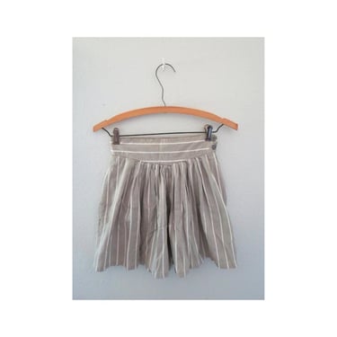 Vintage Striped Shorts - 90s Gray & White Stripe Flowy High Waisted Summer Short - Size XXS / 23