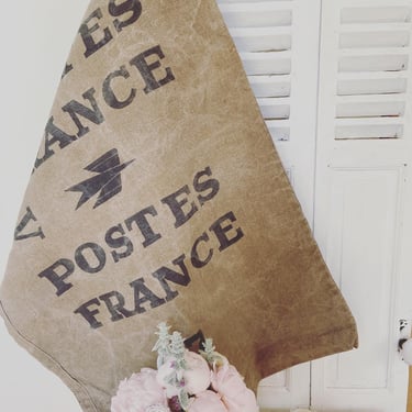 Beautiful vintage French hemp linen post bag-PB01 