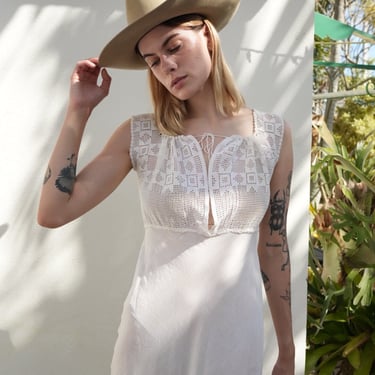 Summer Vintage Dress / Gorgeous Antique Nightgown / Crochet Upper / Haute Hippie Dress / Festival / Edwardian Whites Dress / Boho Dress 