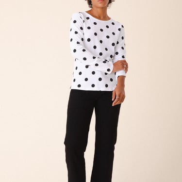 Patterned Crew in White Polkadot