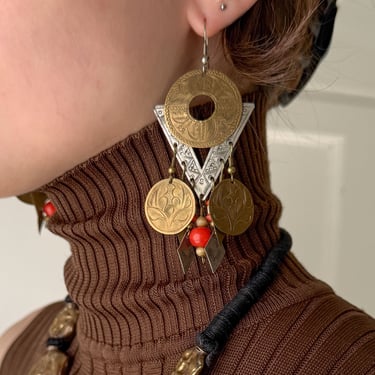 70s Mixed Metal Dangle Earrings