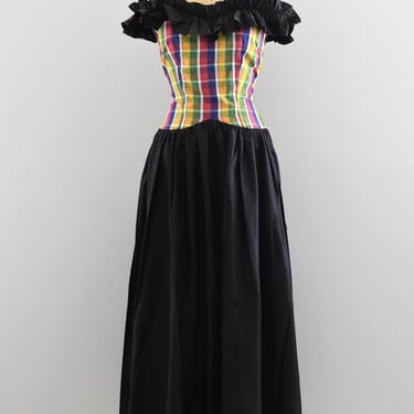 Vintage 1940s Plaid Gown