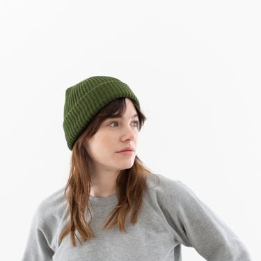 Woven Olive Green Beanie | Acrylic hat | Watch Cap | ribbed military beanie | Skull Cap | Made in USA 