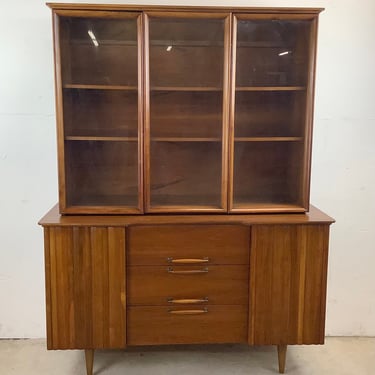 Mid-Century Modern Sideboard With China Cabinet Topper 