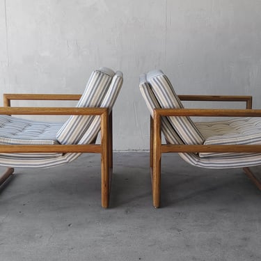 Mid Century Oak Scoop Lounge Chairs by Milo Baughman 