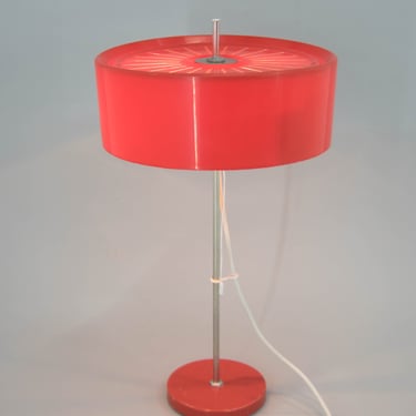 Red Table Lamp with Adjustable Height, Czechoslovakia, 1960s 