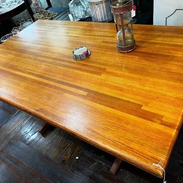 MCM butcher block table. Newly refinished, beautiful, and heavy! 60” x 36” x30” 