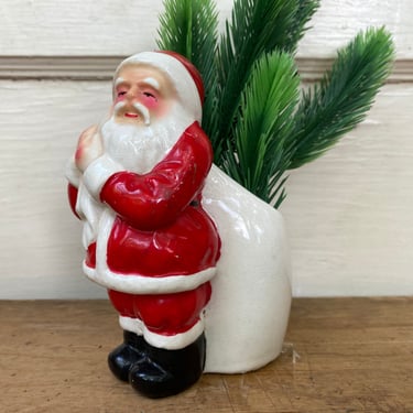 Vintage Santa Claus Planter, Christmas Decor, Santa Planter, Jolly Old Man 