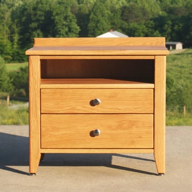 BT120B *Hardwood Bedside Cabinet, 2 Inset Drawers, 1 shelf, optional sizes and styles, BT120A, BT120ar, available - natural color 