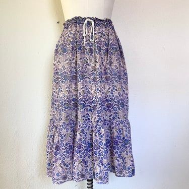 1970s Indian cotton gauze floral skirt 