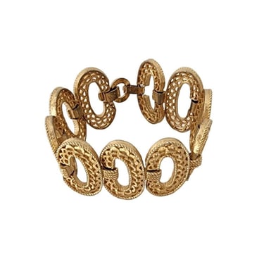 Vintage 60s Bracelet Crown Trifari Gold Linked Ovals 