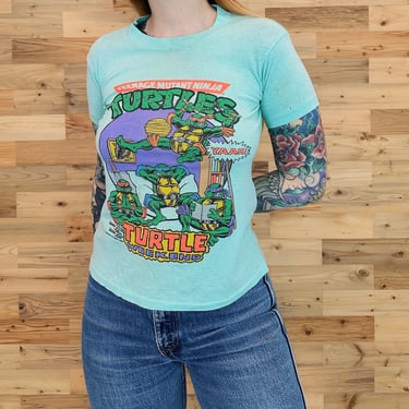 80's Vintage Teenage Mutant Ninja Turtles TMNT 1988 Mirage Studios Baby Tee Shirt T-Shirt 