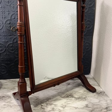 Tabletop wood swivel mirror