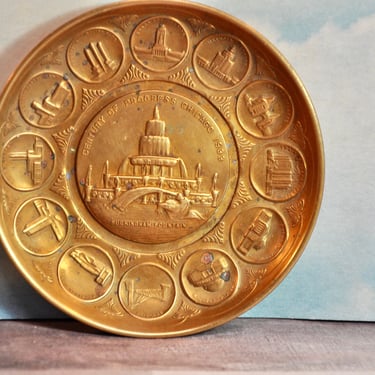 Chicago Worlds Fair 1933 1934 Century of Progress Souvenir Dish Repose Copper RARE Solid Copper Collectible Office or Home Decor Gift 