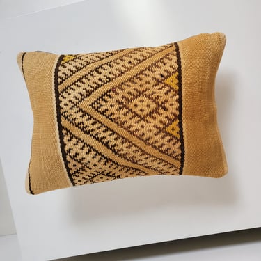 Vintage Wool Kilim Pillow - Golden
