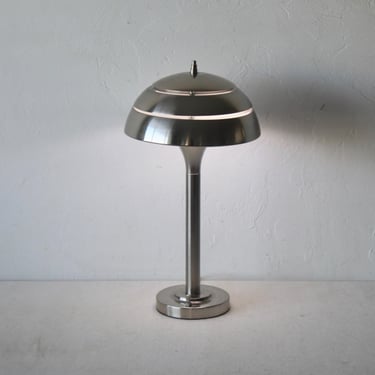 Levenger Art Deco Style Mushroom Nickel Finish Tiered Desk Table Lamp Vintage 