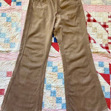 Vintage 70s Lee Set Tan Brown Flared Pants 28 Waist by TimeBa