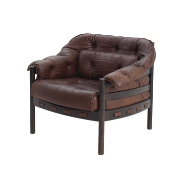 Tufted Brown Leather Chair by Arne Norell, 1960s 