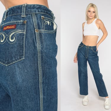 Straight Leg Jeans 90s Sergio Valente Mom Jeans High Waisted Relaxed Retro Denim Pants Boyfriend Dark Blue Streetwear Vintage 1990s Small 29 