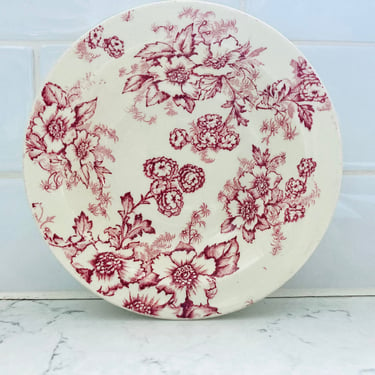 Vintage Raspberry Red Chintz Floral Taylor Smith China Berry / Cereal Bowls by LeChalet