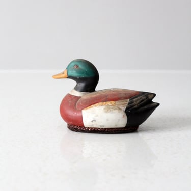 vintage wood mallard duck lint brush 