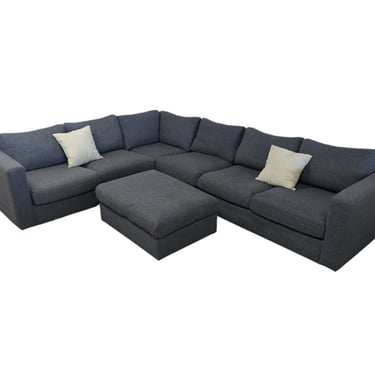 Grey L-Shaped Sectional with Ottoman