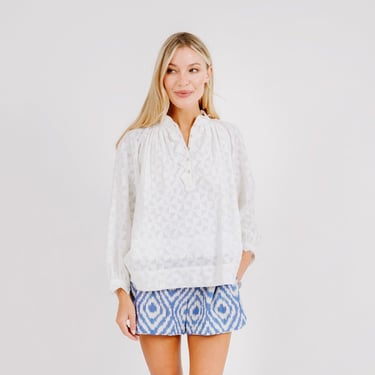 Faro Blouse in White Jacquard