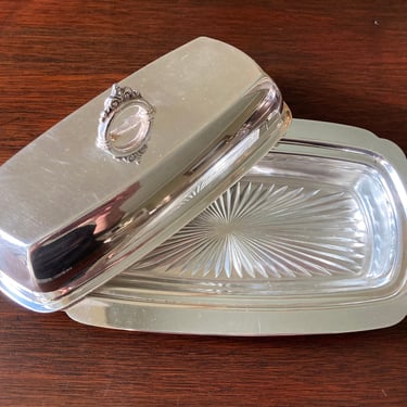 Silver Plated Butter Dish With Glass Insert 