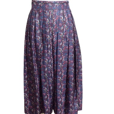 YVES SAINT LAURENT-  1980s Floral Pleated Skirt, Size 6