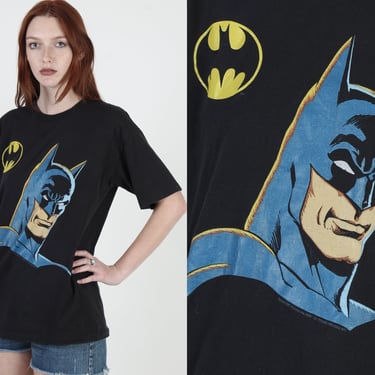 Vintage 80s Batman T Shirt / DC Comics Cartoon Movie T Shirt / Big Logo Dark Knight Tee / 1989 50 50 Single Stitch Large 