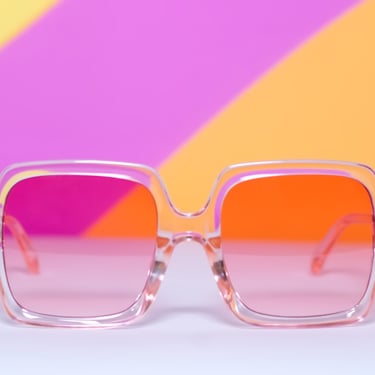 Retro Oversized Pink Boho Square Sunglasses 