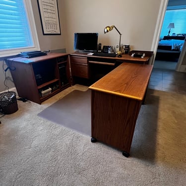 Vintage 3 Piece Oak Office Desk w/Return & Cabinet GK253-13