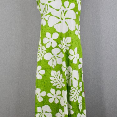 1960s 1970s Luau Sportswear Hawaiian Maxi - Hibiscus Print - Tropical, Tiki Dress - Palm Beach, Resort Wear - Kaftan, Muumuu, Cover Up 