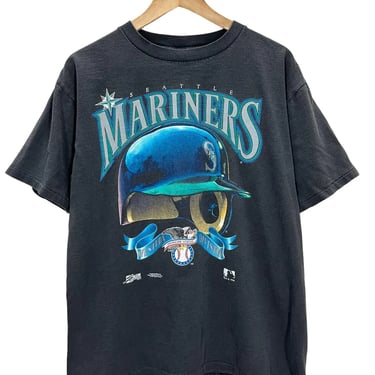 Vintage 1992 Seattle Mariners Big Logo Black Salem T-Shirt Large
