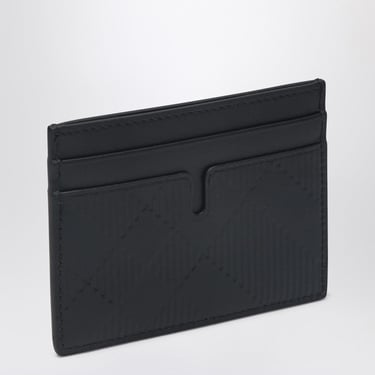 Burberry Black Leather Card Holder Check Men