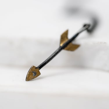 24k Gold and Oxidized Sterling Silver Tiny Arrow Pendant Necklace