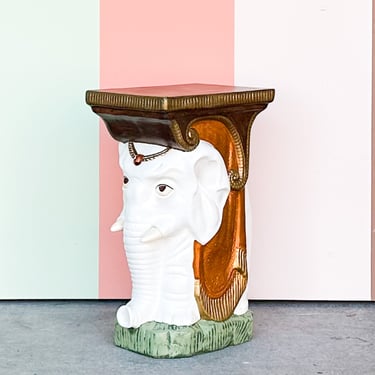 Bejeweled Ceramic Elephant Garden Seat