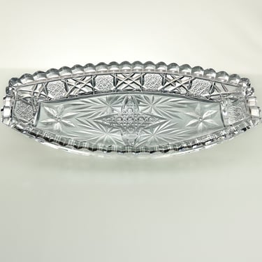 Vintage Crystal Relish Tray | 8” Cut Glass Floral Pattern | Crystal Dinnerware 