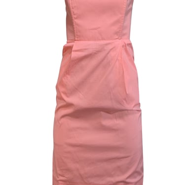 Tibi - Coral Poplin Strapless Dress Sz 2